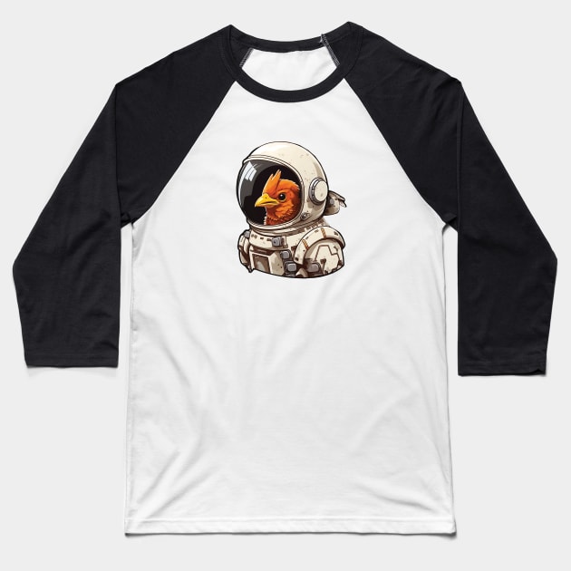 Space Helmet Chicken - Galaxy Invader Baseball T-Shirt by RailoImage